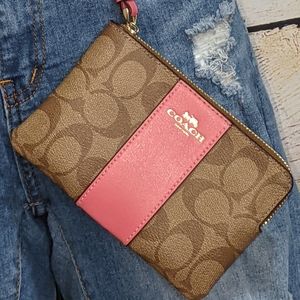 COACH Corner Zip Wristlet In Signature Canvas
